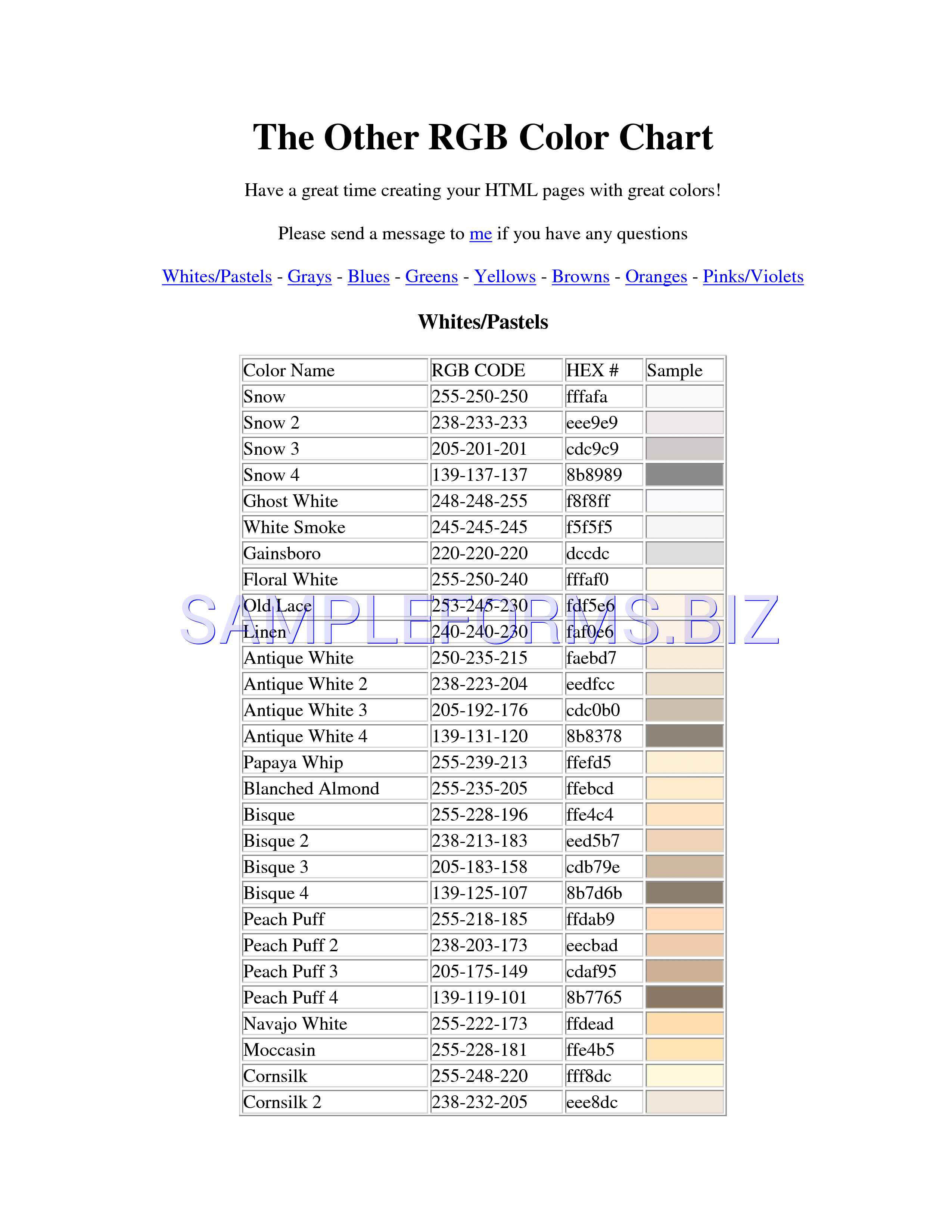 Preview free downloadable The Other RGB Color Chart in PDF (page 1)